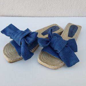 denim bow knot espadrille estela slide sandals